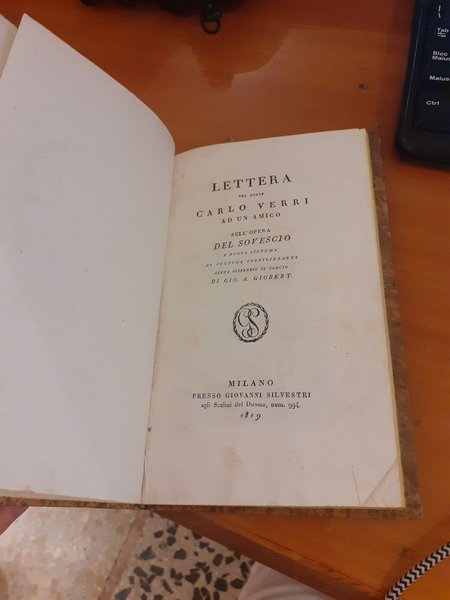 Lettera del conte Carlo Verri ad un amico sull'opera del …