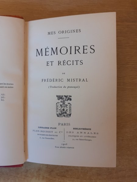 Mes origines - Memoirs et récits