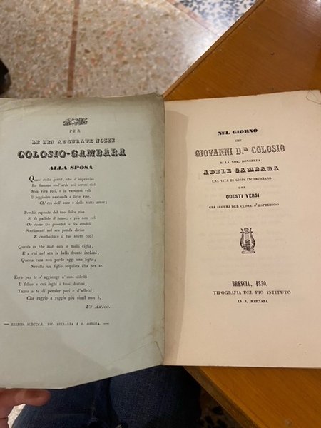 nel giorno che giovanni dr. colosio e la nobile donzella …