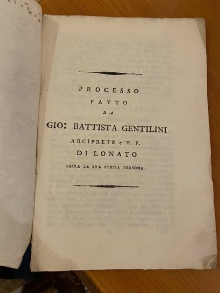 processo fatto da battista gentilini arciprete e v. f. di …