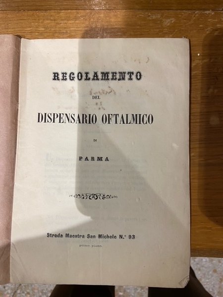 regolamento del dispensorio oftalmico di parma