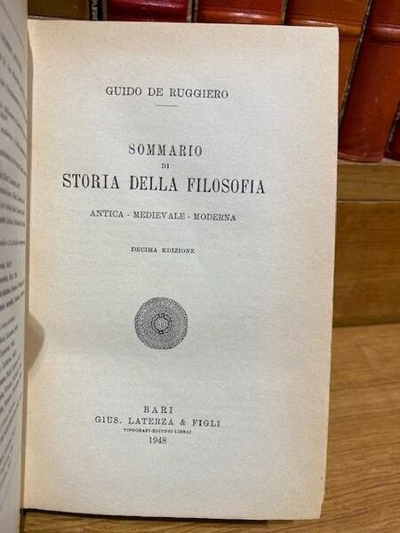 Sommario di storia della filosofia - antica, medievale, moderna