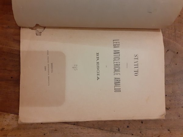 Statuto della Lega Anticlericale Arnaldo in Brescia
