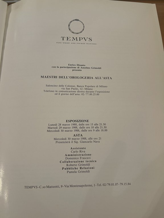 Tempvs. Maestri dell'orologeria all'asta