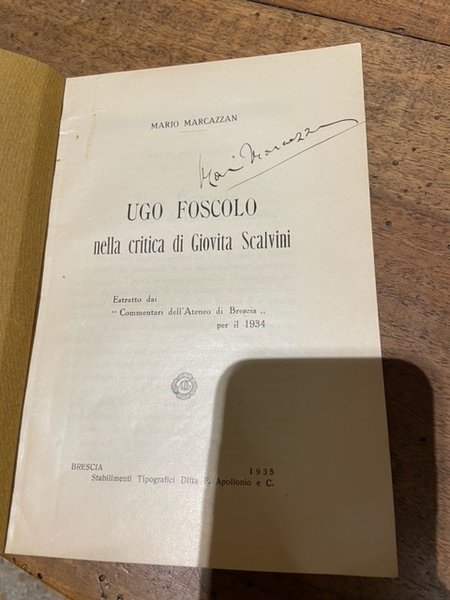 Ugo Foscolo nella critica di Giovita Scalvini