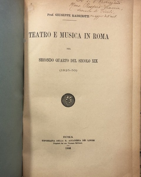 TEATRO E MUSICA IN ROMA NEL SECONDO QUARTO DEL SECOLO …