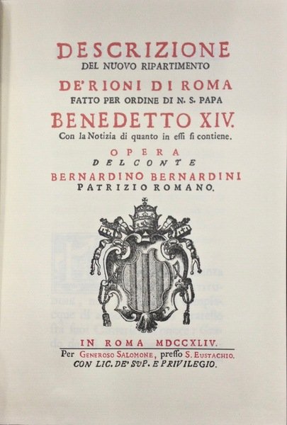 DESCRIZIONE DEL NUOVO RIPARTIMENTO DEI RIONI DI ROMA