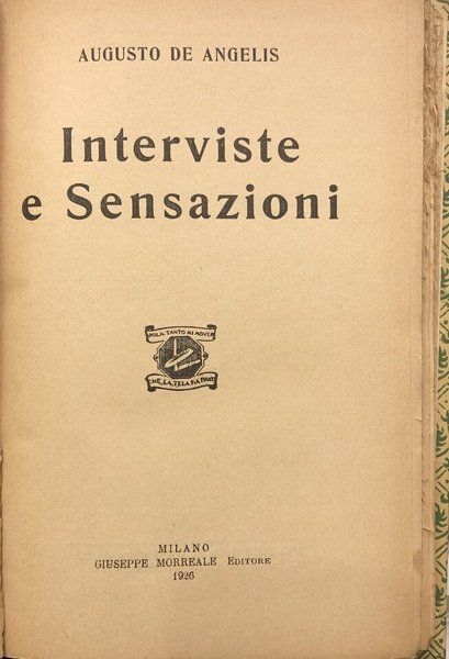 INTERVISTE E SENSAZIONI