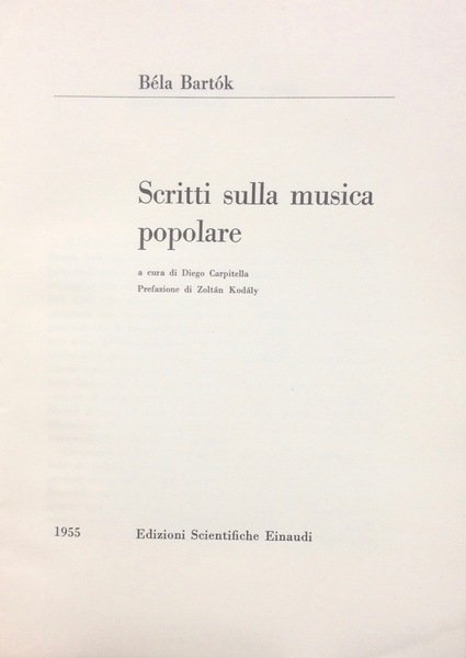 SCRITTI SULLA MUSICA POPOLARE