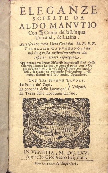 ELEGANZE SCIELTE DA ALDO MANUTIO Con la Copia della lingua …