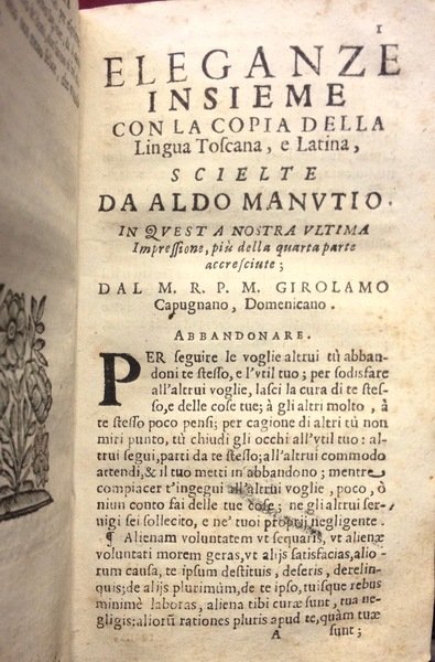 ELEGANZE SCIELTE DA ALDO MANUTIO Con la Copia della lingua …