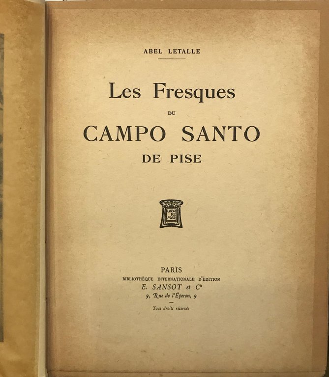 LES FRESQUES DU CAMPO SANTO DE PISE