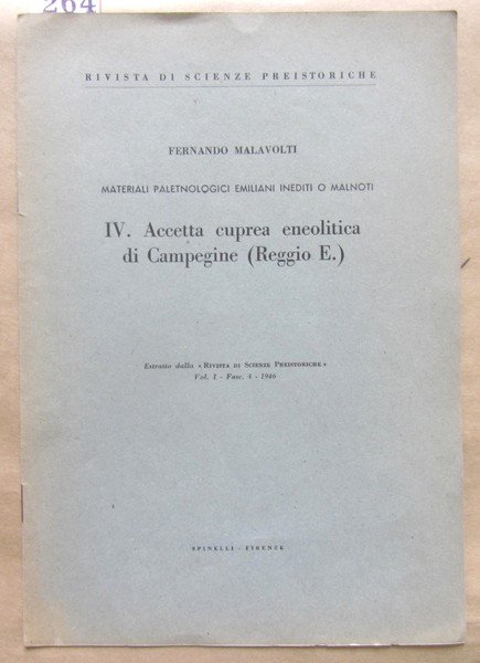 ACCETTA CUPREA ENEOLITICA DI CAMPEGINE (REGGIO E.).,