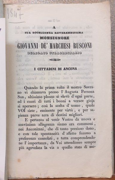 A SUA ECCELLENZA REVERENDISSIMA MONSIGNORE GIOVANNI DE' MARCHESI RUSCONI: I …