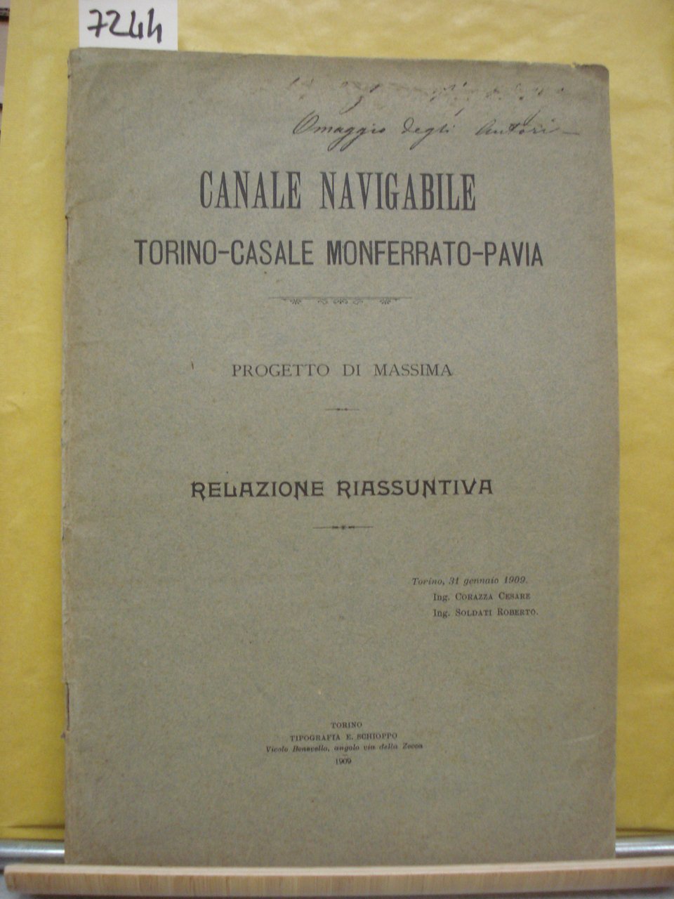 CANALE NAVIGABILE TORINO-CASALE MONFERRATO-PAVIA. PROGETTO DI MASSIMA. RELAZIONE RIASSUNTIVA.