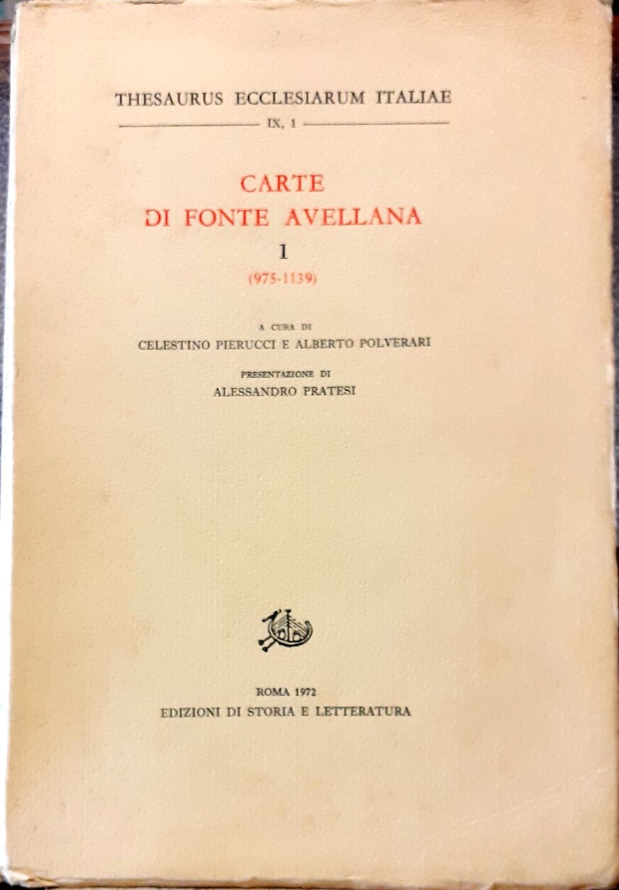 CARTE DI FONTE AVELLANA. 1. (975-1139).