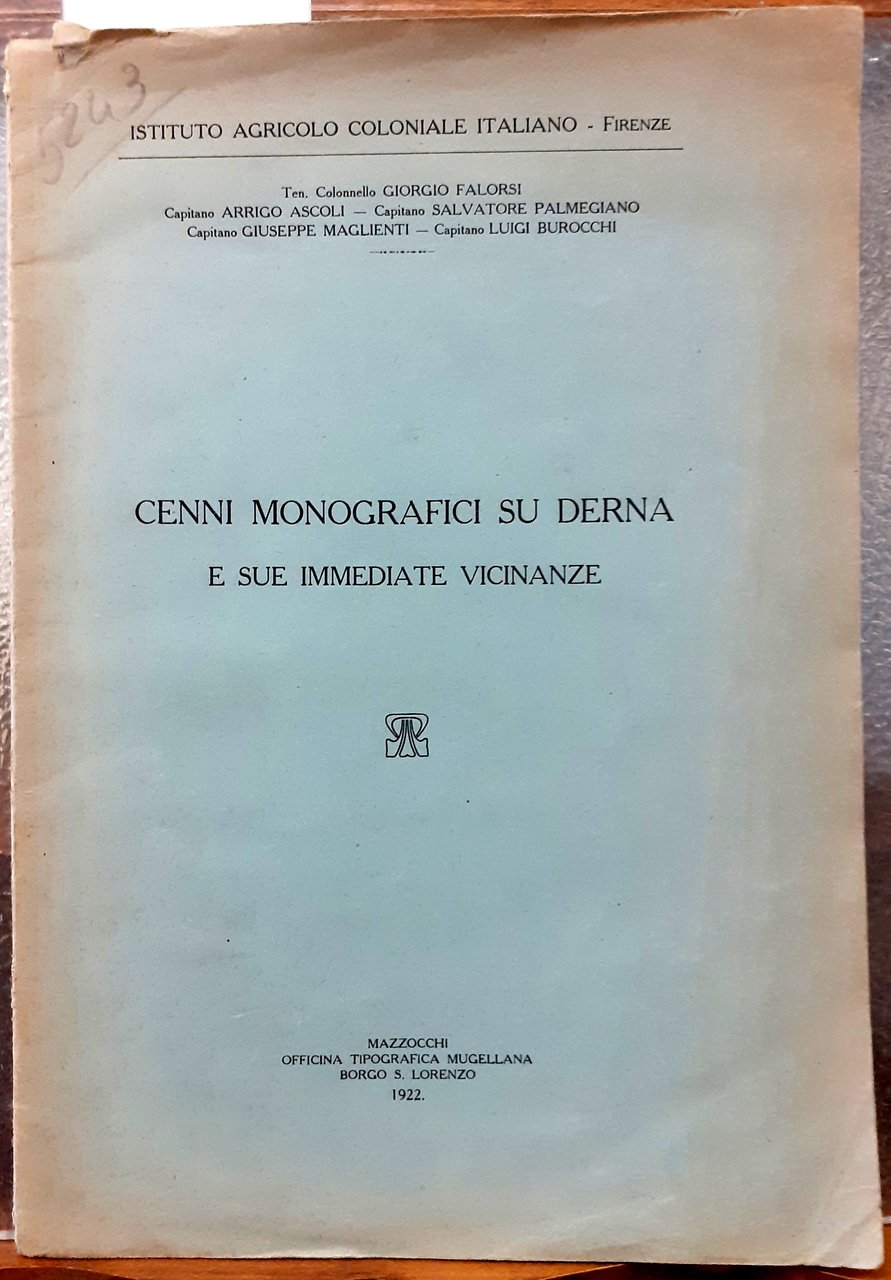CENNI MONOGRAFICI SU DERNA E SUE IMMEDIATE VICINANZE.