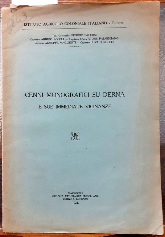 CENNI MONOGRAFICI SU DERNA E SUE IMMEDIATE VICINANZE.