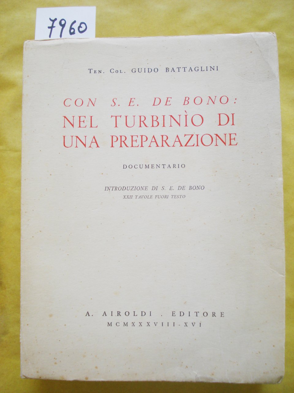 CON S.E. DE BONO: NEL TURBINIO DI UNA PREPARAZIONE. DOCUMENTARIO.