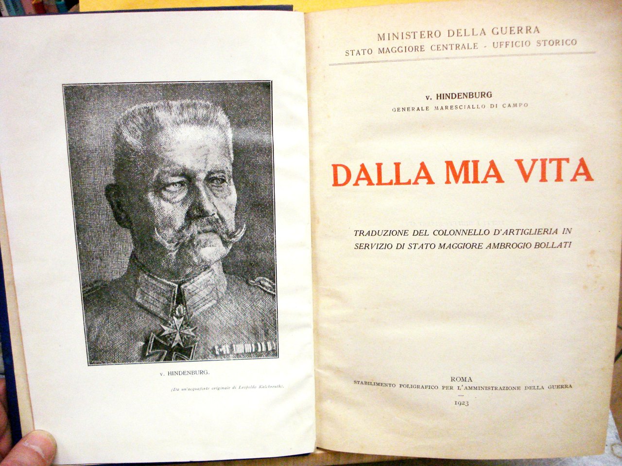 DALLA MIA VITA, TRADUZIONE DEL COLONNELLO D'ARTIGLIERIA IN SERVIZIO DI …