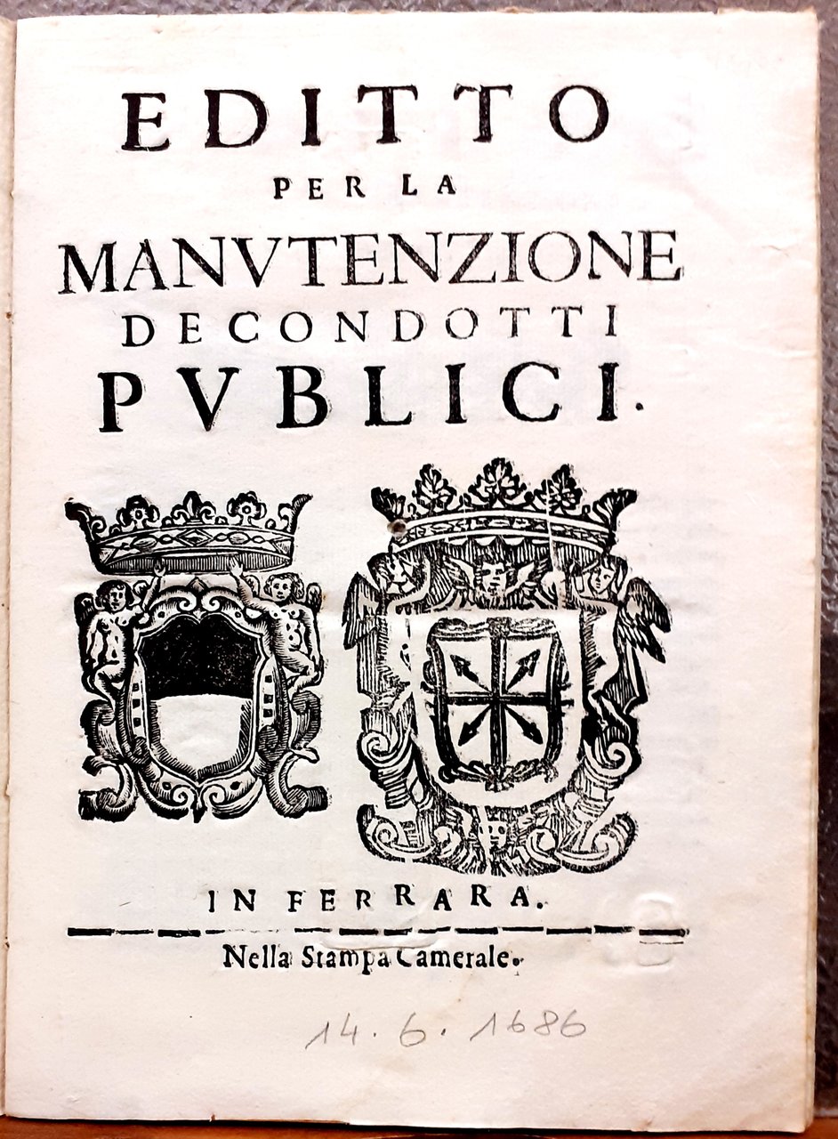 EDITTO PER LA MANUTENZIONE DE CONDOTTI PUBLICI.
