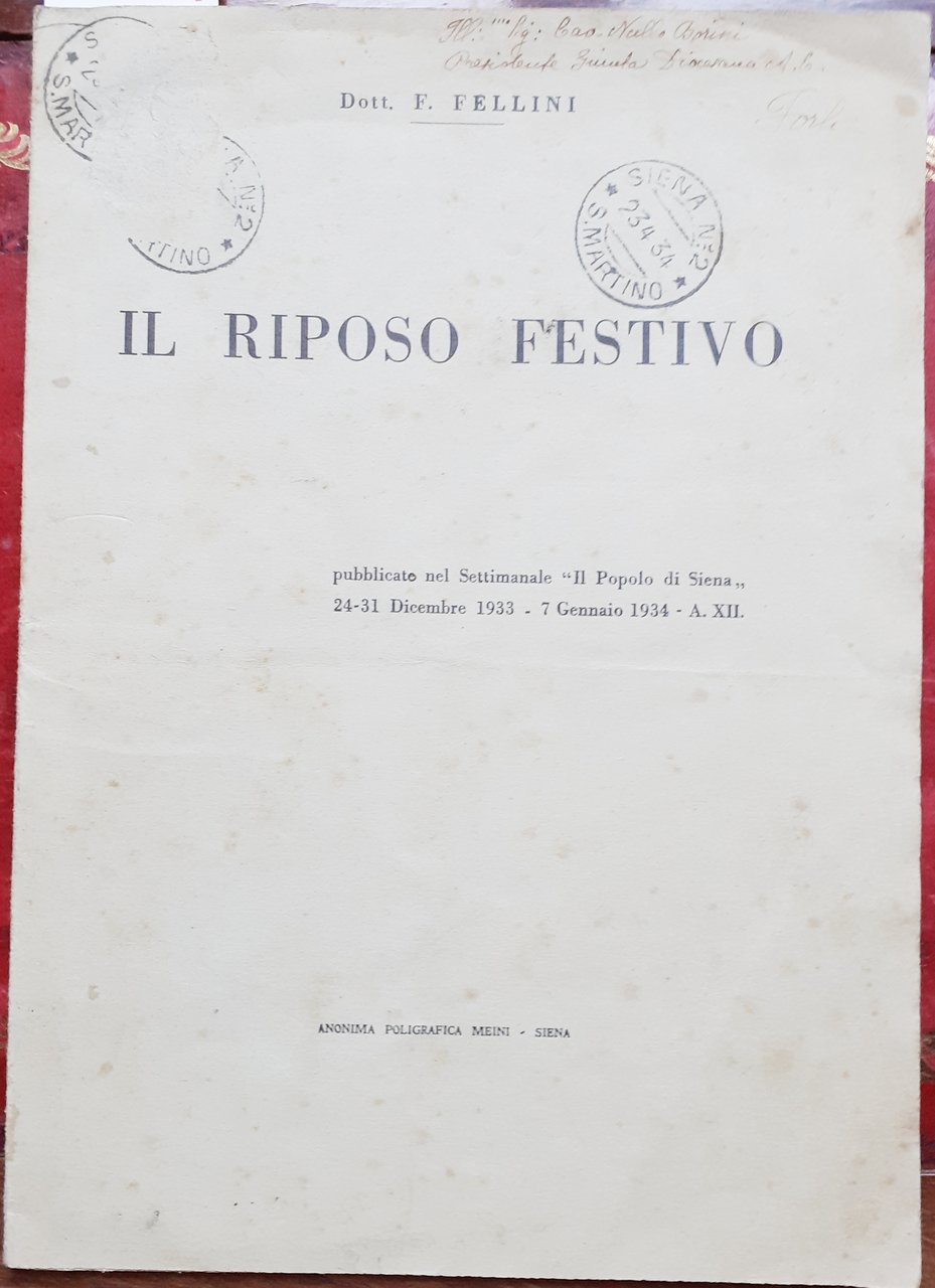 IL RIPOSO FESTIVO.