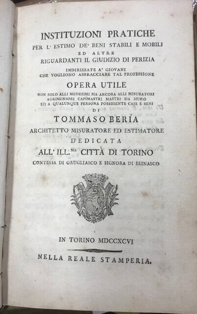 INSTITUZIONI PRATICHE PER L'ESTIMO DE' BENI STABILI E MOBILI ED …