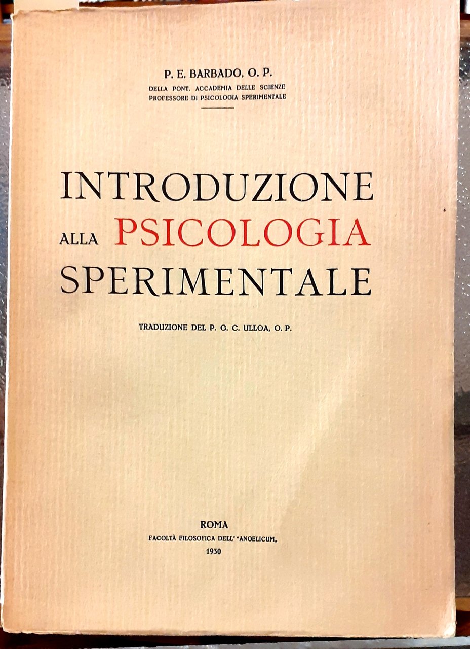 INTRODUZIONE ALLA PSICOLOGIA SPERIMENTALE.