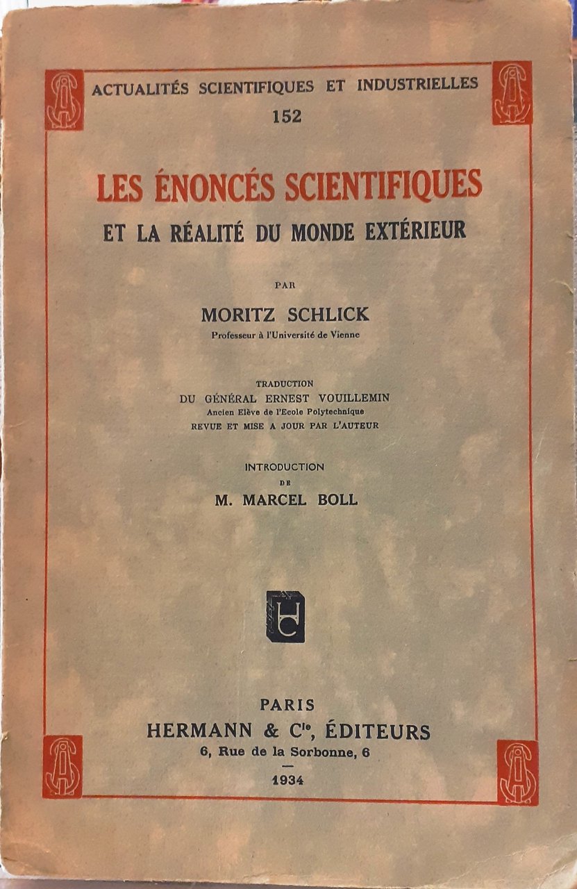 LES ENONCES SCIENTIFIQUES ET LA REALITE' DU MONDE EXTERIEUR.