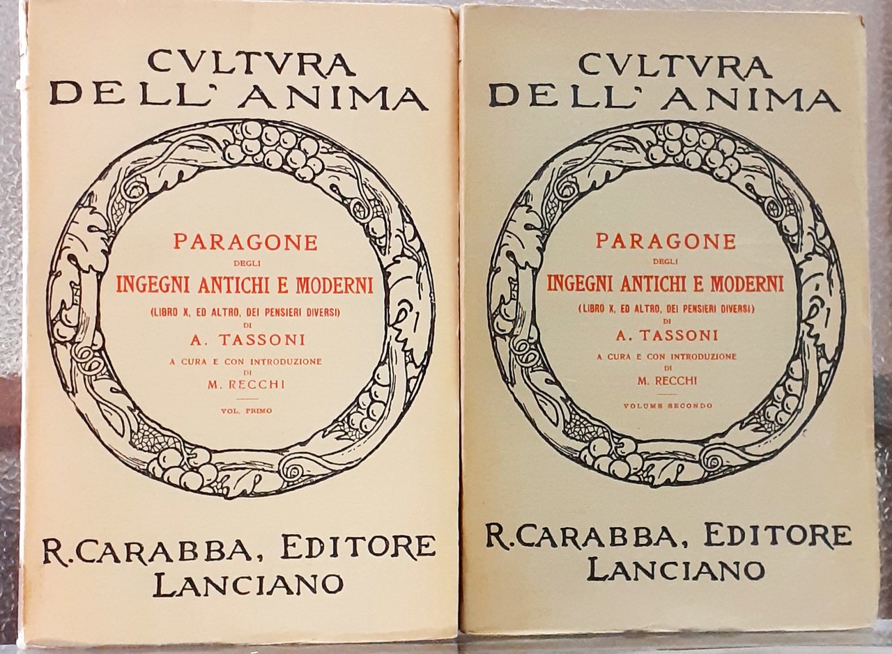 PARAGONE DEGLI INGEGNI ANTICHI E MODERNI (LIBRO X, ED ALTRO, …