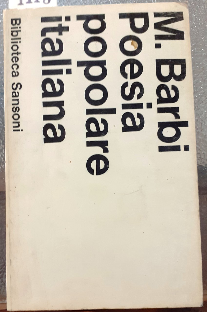 POESIA POPOLARE ITALIANA.