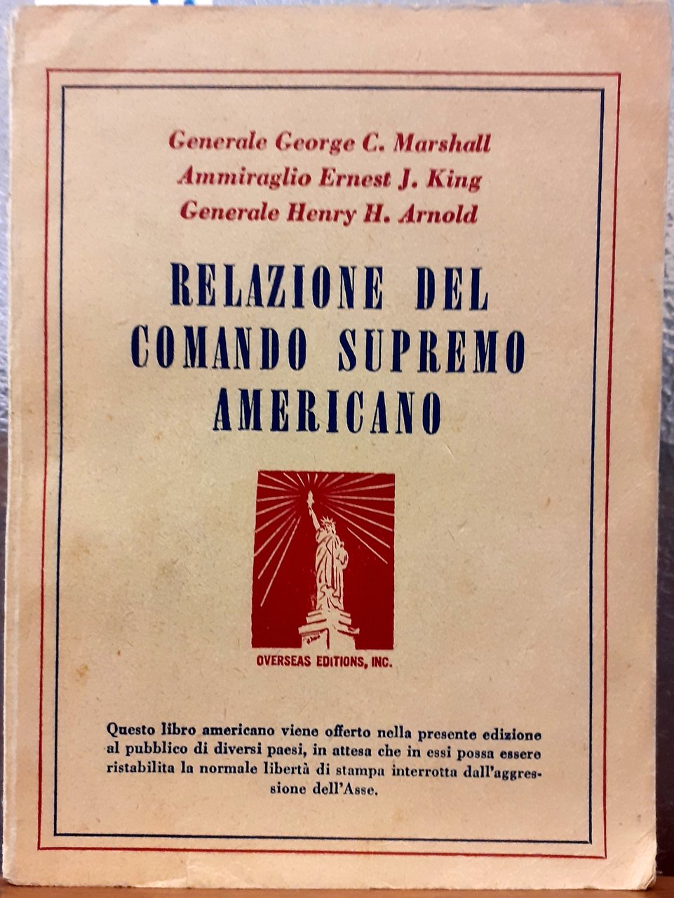 RELAZIONE DEL COMANDO SUPREMO AMERICANO.