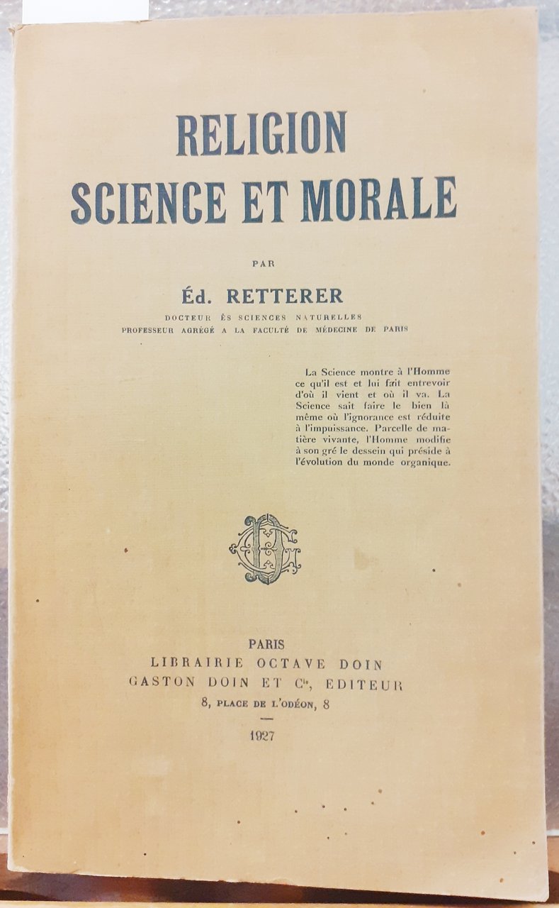 RELIGION, SCIENCE ET MORALE.