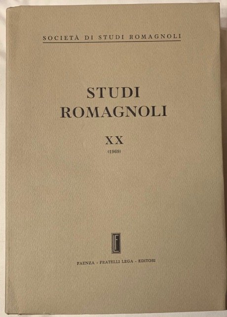 STUDI ROMAGNOLI. XX. (1969). SOCIETA' DI STUDI ROMAGNOLI.