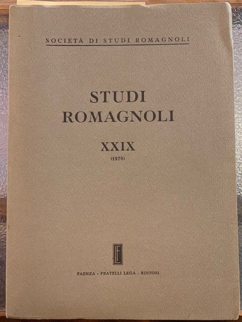 STUDI ROMAGNOLI. XXIX. (1978). SOCIETA' DI STUDI ROMAGNOLI.