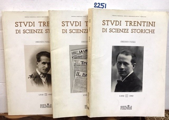 STUDI TRENTINI DI SCIENZE STORICHE, LXII 1992, N°1, 2, 3.,