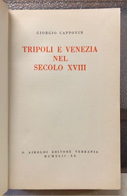 TRIPOLI E VENEZIA NEL SECOLO XVIII.