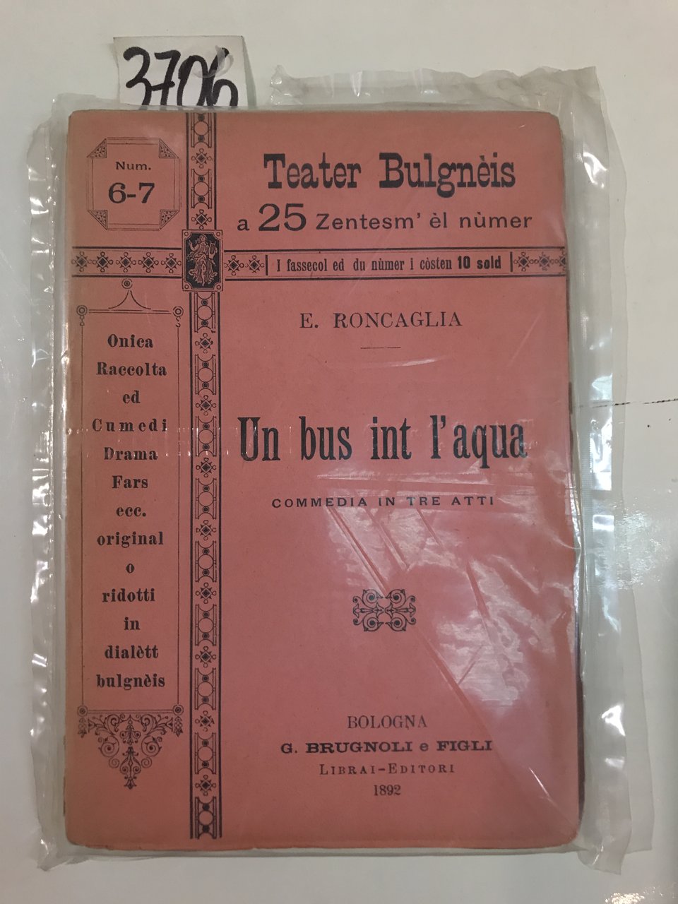 UN BUS INT L'AQUA. Commedia in 3 atti.