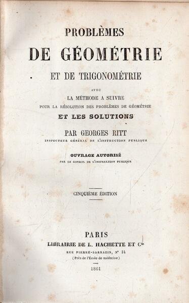 Problèmes De Géométrie Et De Trigonométrie. Ritt / Il rammentatore …