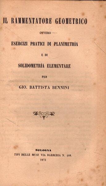 Problèmes De Géométrie Et De Trigonométrie. Ritt / Il rammentatore …