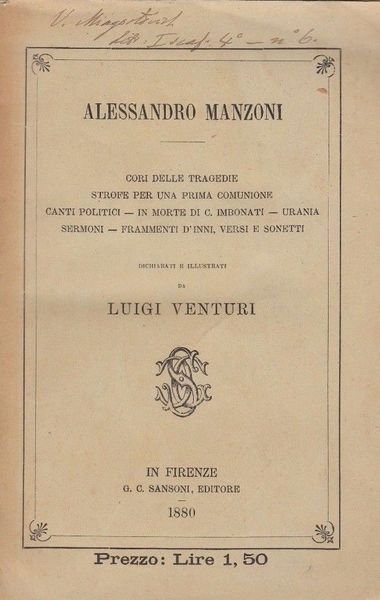 CORI DELLE TRAGEDIE, STROFE PER UNA PRIMA COMUNIONE, CANTI POLITICI, …