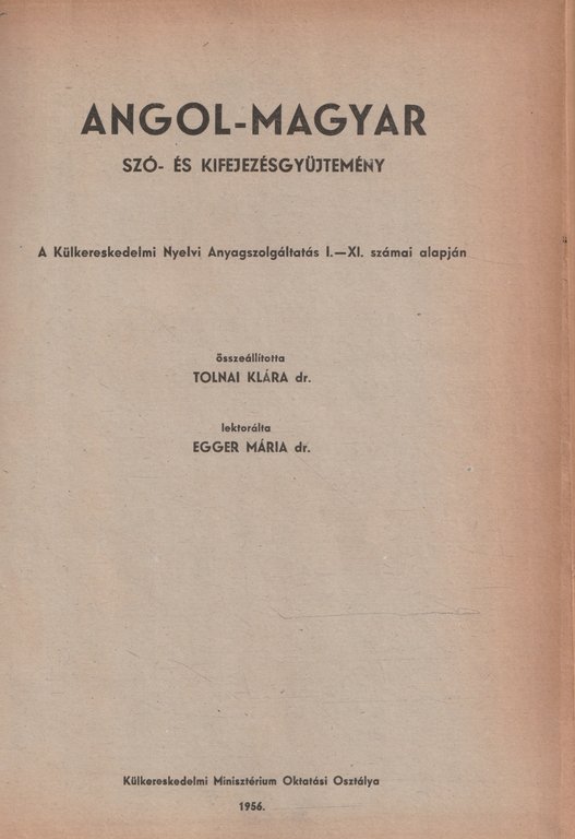 Angol - Magyar szo- es kifejezesgyujtemény