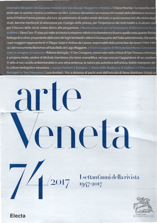 Arte veneta 74/2017. I settant'anni della rivista 1947-2017