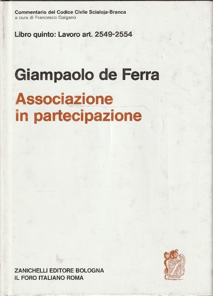 Associazione in partecipazione. Libro quinto: Lavoro art. 2549-2554