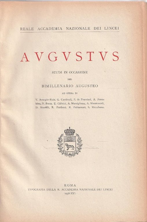 Augustus. Studi in occasione del bimillenario augusteo