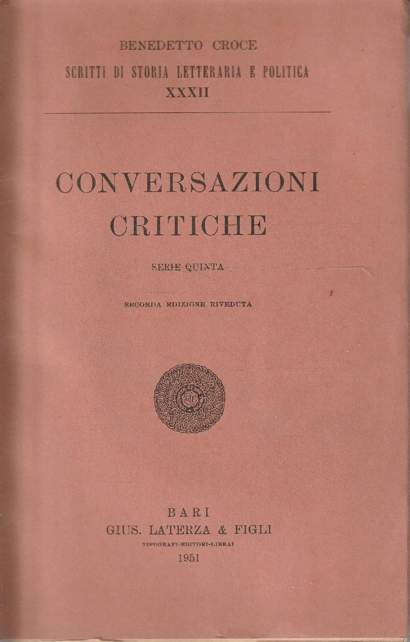 Benedetto Croce. Conversazioni critiche. Serie quinta | Immagine principale