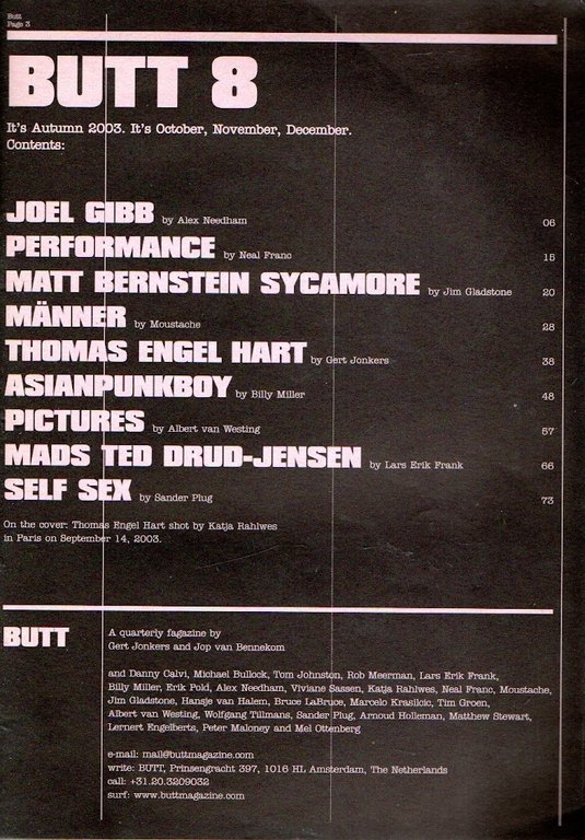 Butt Magazine Number Eight Paperback – 1 Jan. 2003