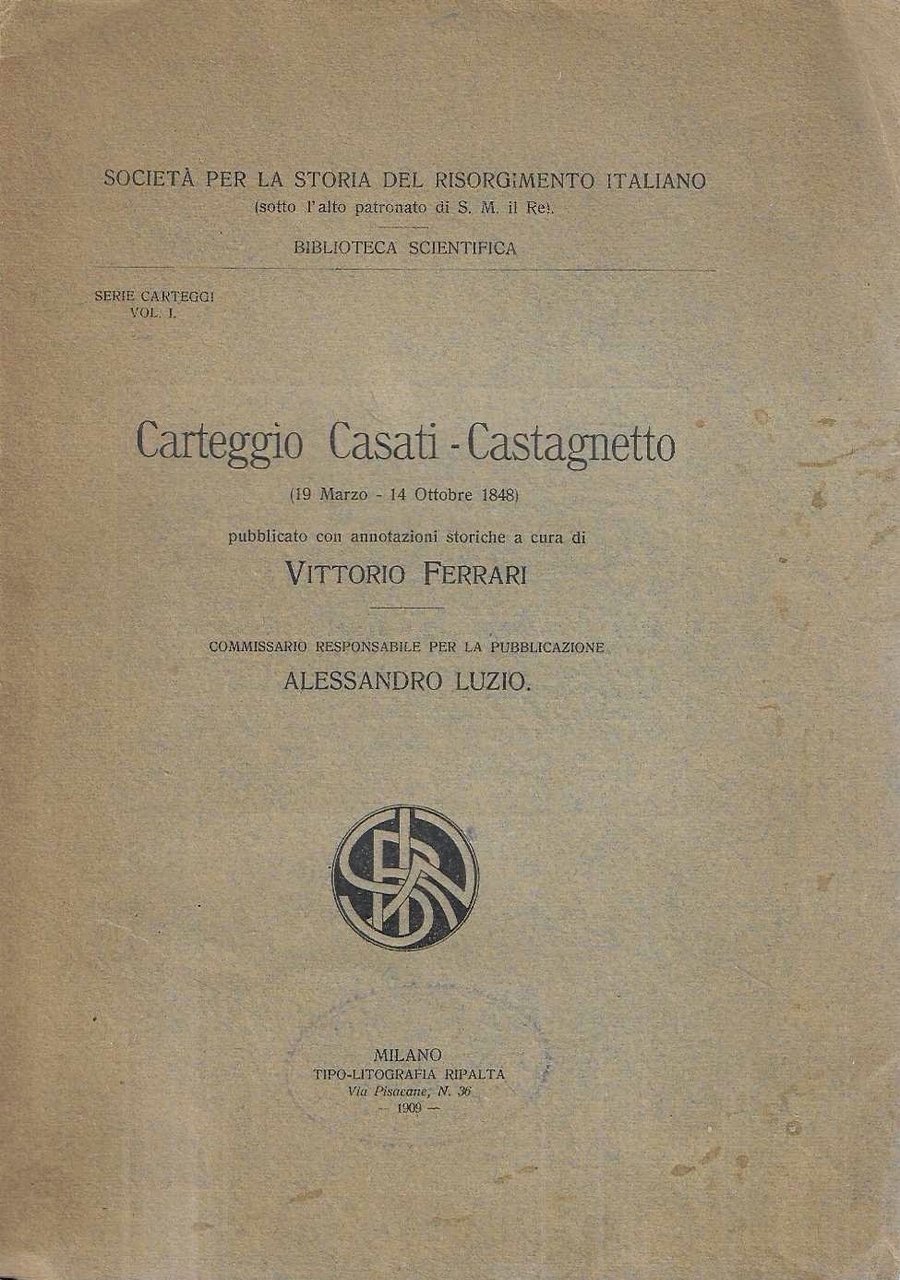 Carteggio Casati - Castagnetto (19 marzo - 14 ottobre 1848) | Immagine principale