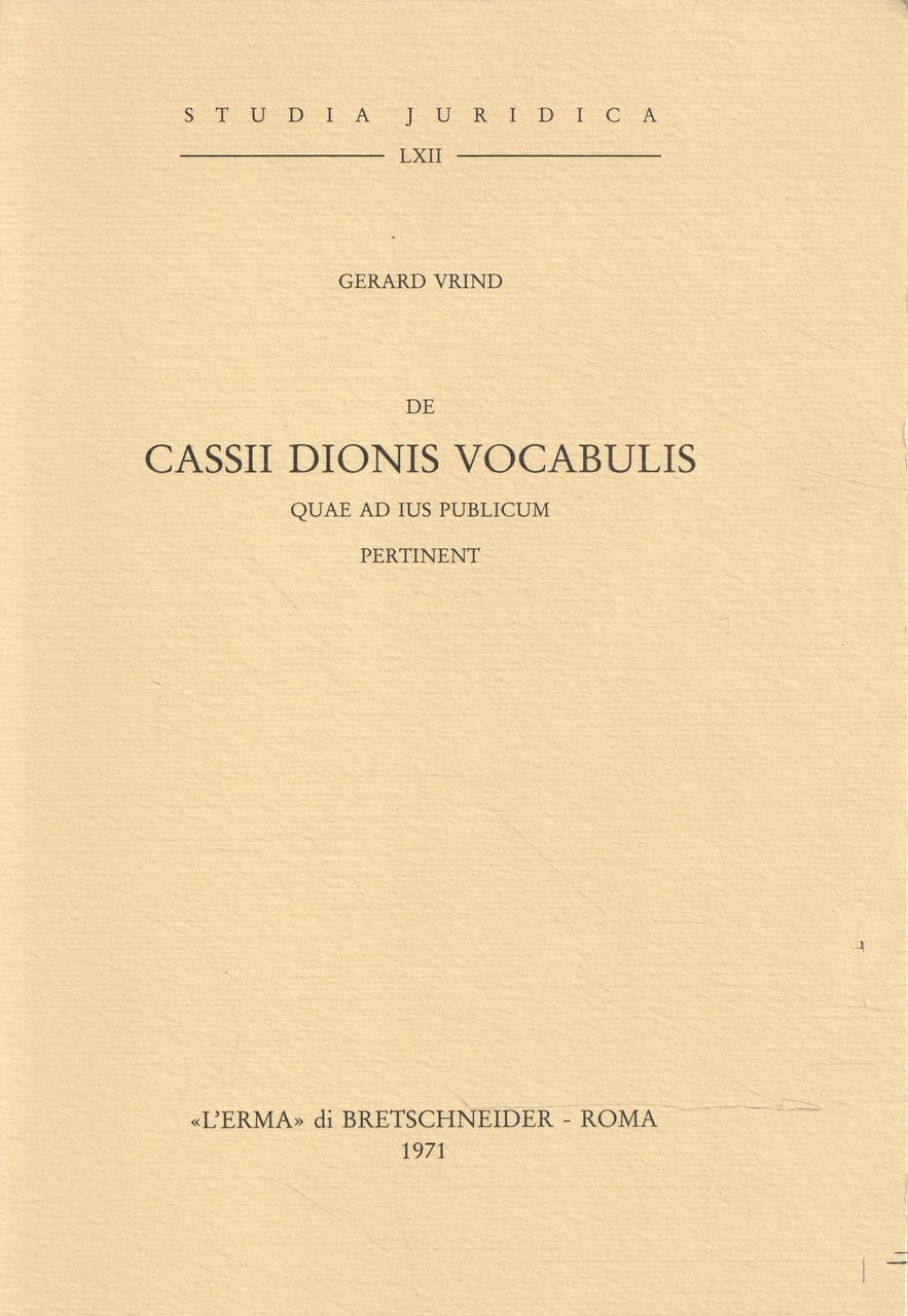 Cassii Dionis vocabulis quae ad ius publicum pertinent