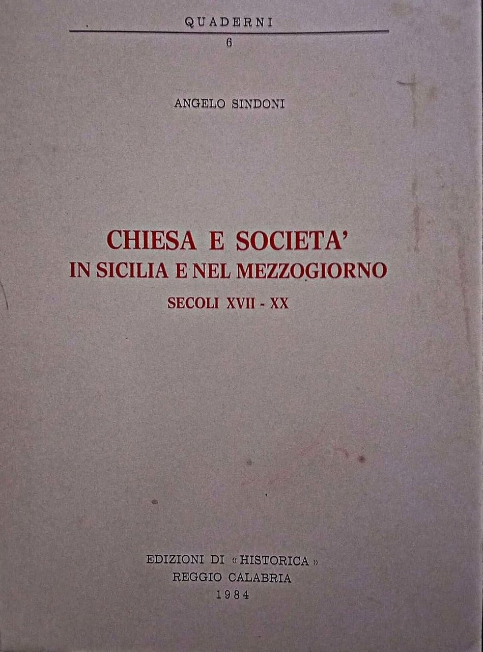 Chiesa e società in Sicilia e nel Mezzogiorno, secoli XVII-XX